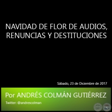 NAVIDAD DE FLOR DE AUDIOS, RENUNCIAS Y DESTITUCIONES - Por ANDRS COLMN GUTIRREZ - Sbado, 23 de Diciembre de 2017